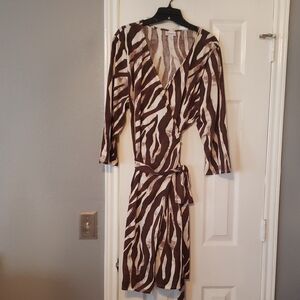 Brown and White Zebra Print Michelle Wrap Dress